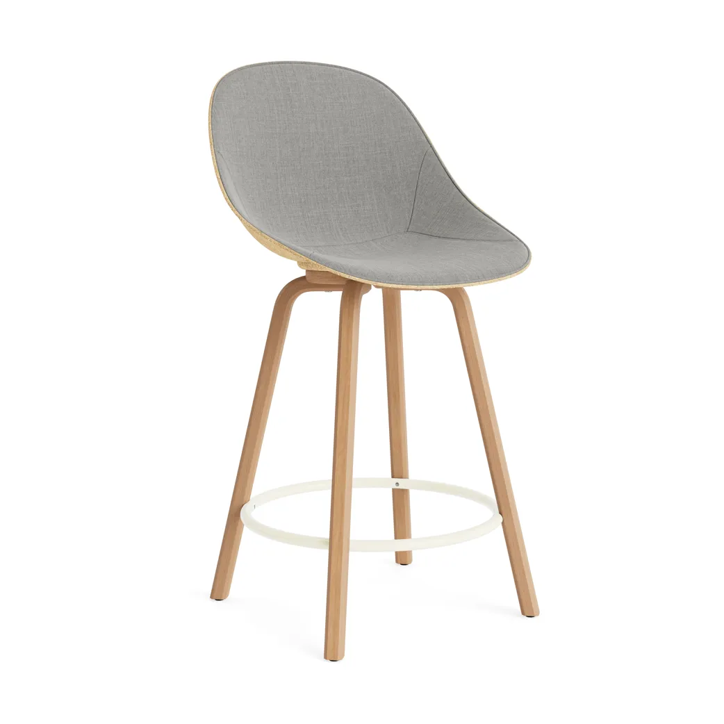 Mat Bar Chair bar stool front upholstered 65 cm, Remix 133-hemp-beech-cream steel Normann Copenhagen