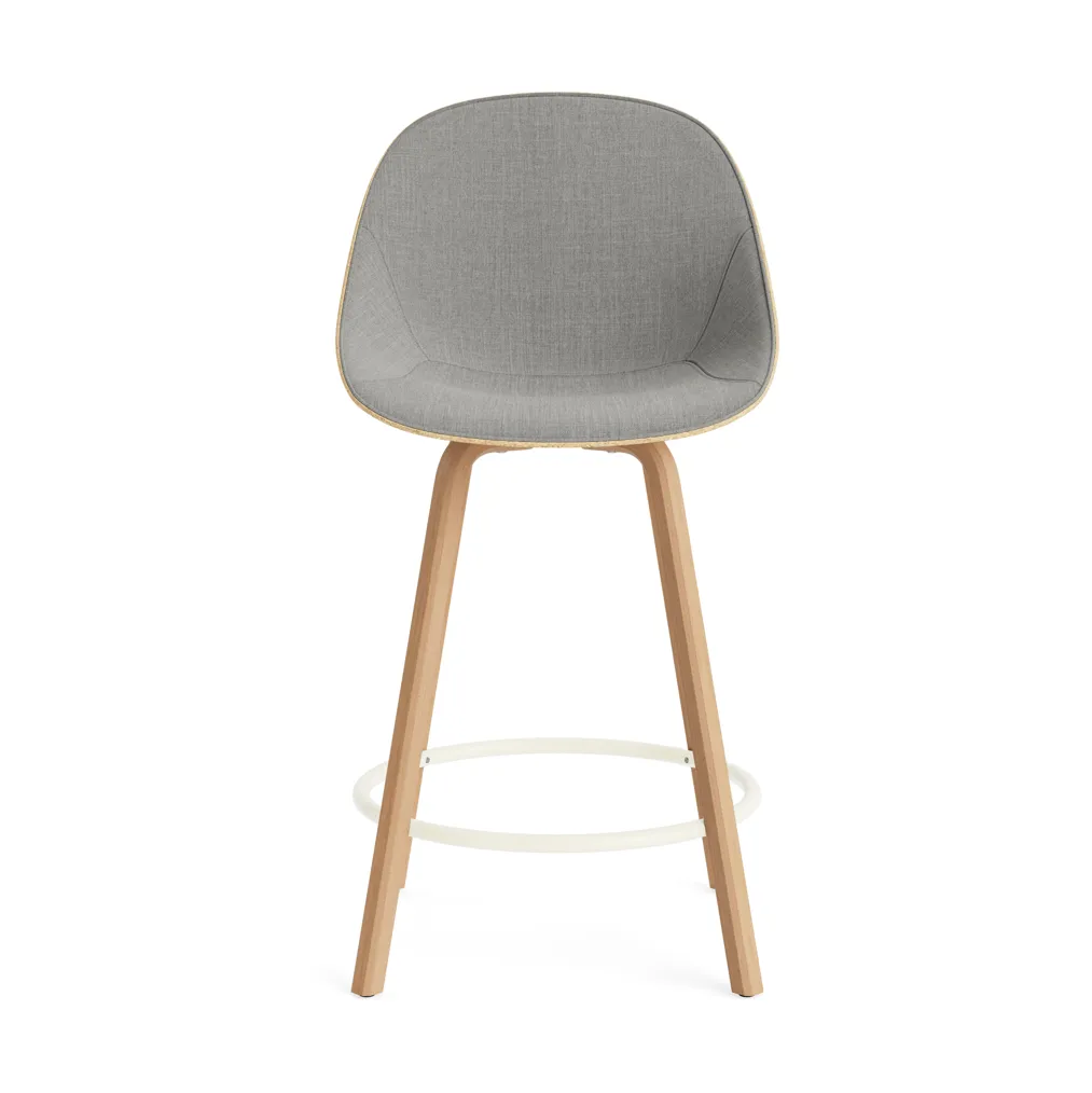 Mat Bar Chair bar stool front upholstered 65 cm, Remix 133-hemp-beech-cream steel Normann Copenhagen