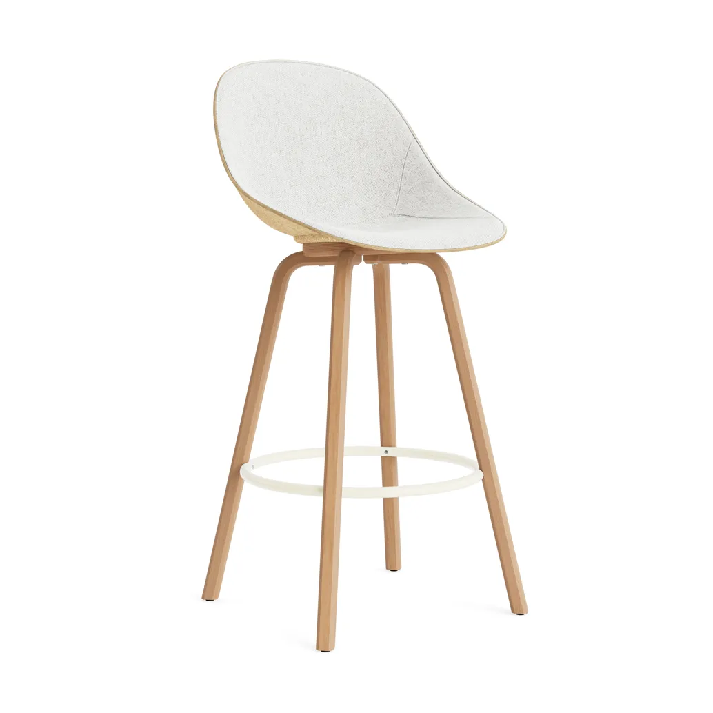 Mat Bar Chair bar stool front upholstered 75 cm, Hallingdal 110-hemp-beech-cream steel Normann Copenhagen