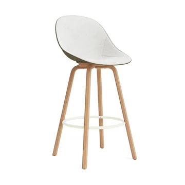 Mat Bar Chair bar stool front upholstered 75 cm - Hallingdal 110-seaweed-beech-cream steel - Normann Copenhagen