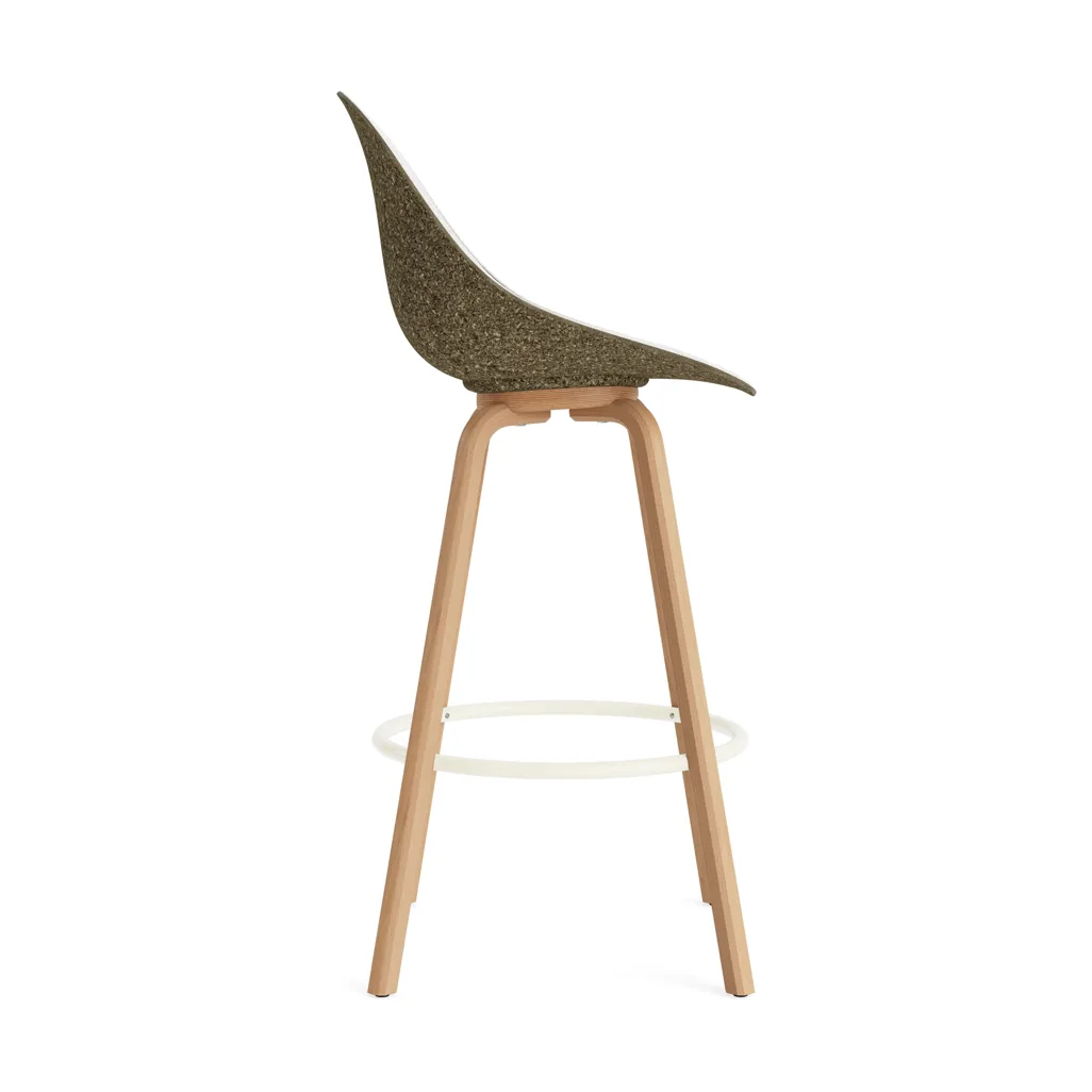 Mat Bar Chair bar stool front upholstered 75 cm, Hallingdal 110-seaweed-beech-cream steel Normann Copenhagen