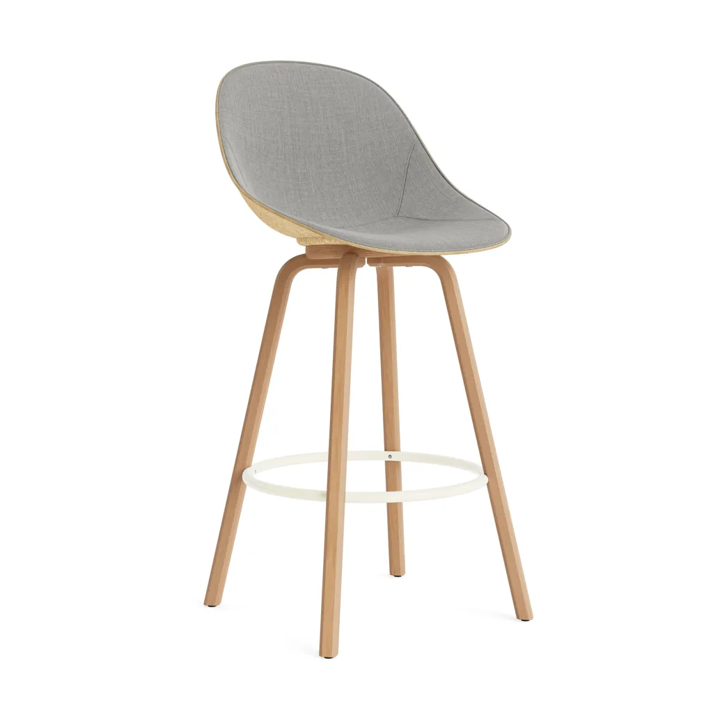 Mat Bar Chair bar stool front upholstered 75 cm, Remix 133-hemp-beech-cream steel Normann Copenhagen