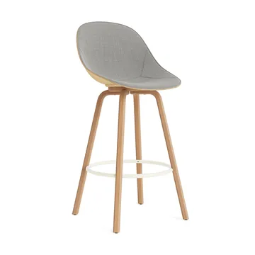 Mat Bar Chair bar stool front upholstered 75 cm - Remix 133-hemp-beech-cream steel - Normann Copenhagen