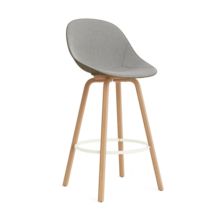 Mat Bar Chair bar stool front upholstered 75 cm - Remix 133-seaweed-beech-cream steel - Normann Copenhagen