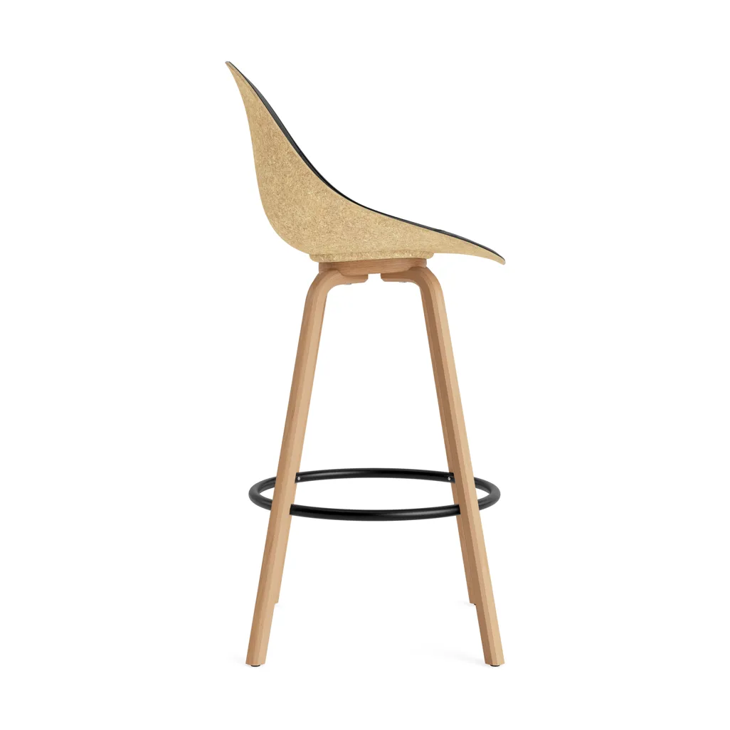 Mat Bar Chair bar stool front upholstered 75 cm, Ultra 41599-hemp-beech-black steel Normann Copenhagen