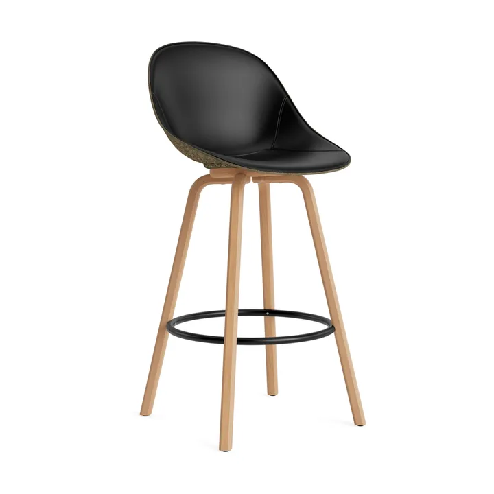 Mat Bar Chair bar stool front upholstered 75 cm - Ultra 41599-seaweed-beech-black steel - Normann Copenhagen