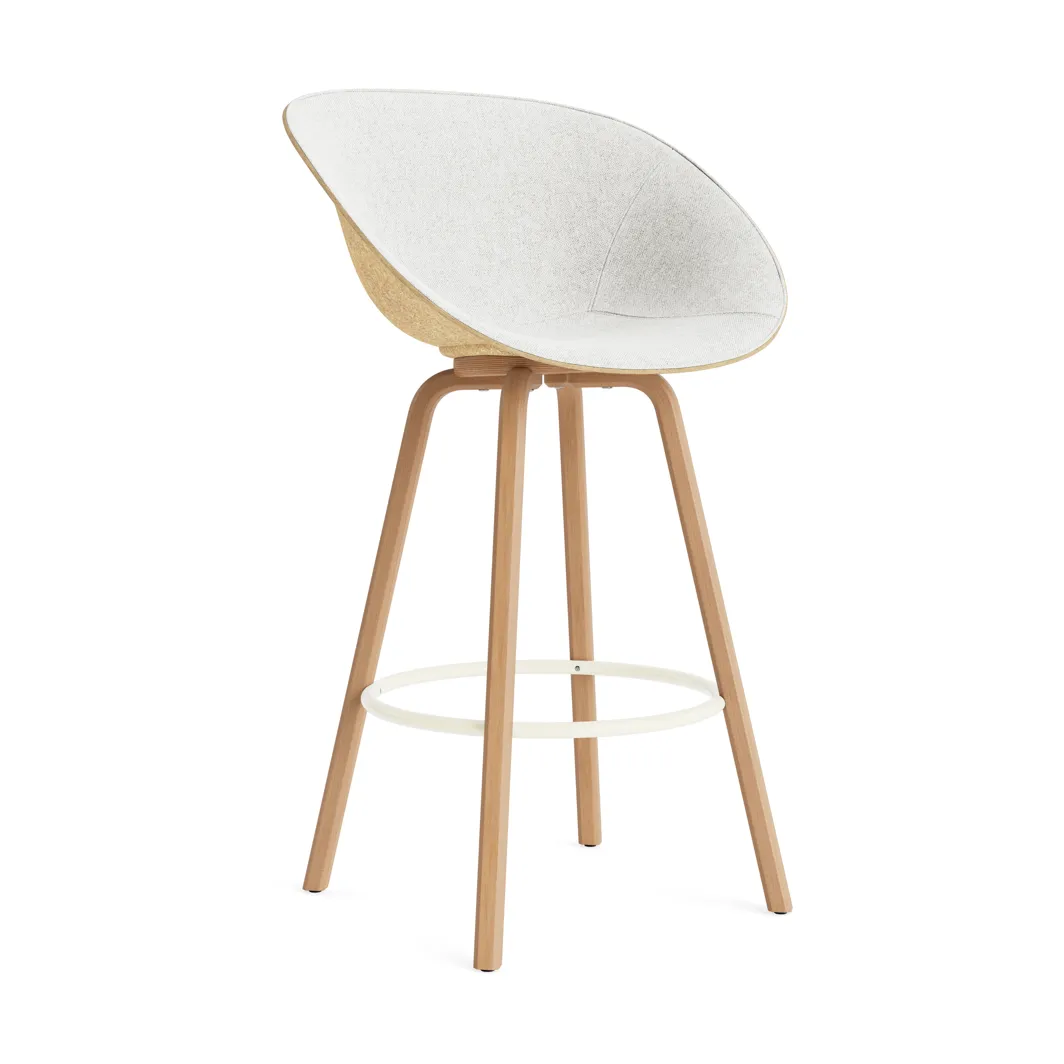 Mat Bar stool front-upholstered 75 cm, Hallingdal 110-hemp-beech-cream steel Normann Copenhagen