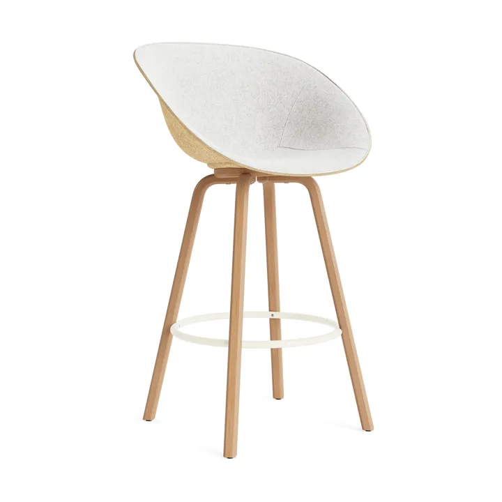Mat Bar stool front-upholstered 75 cm - Hallingdal 110-hemp-beech-cream steel - Normann Copenhagen