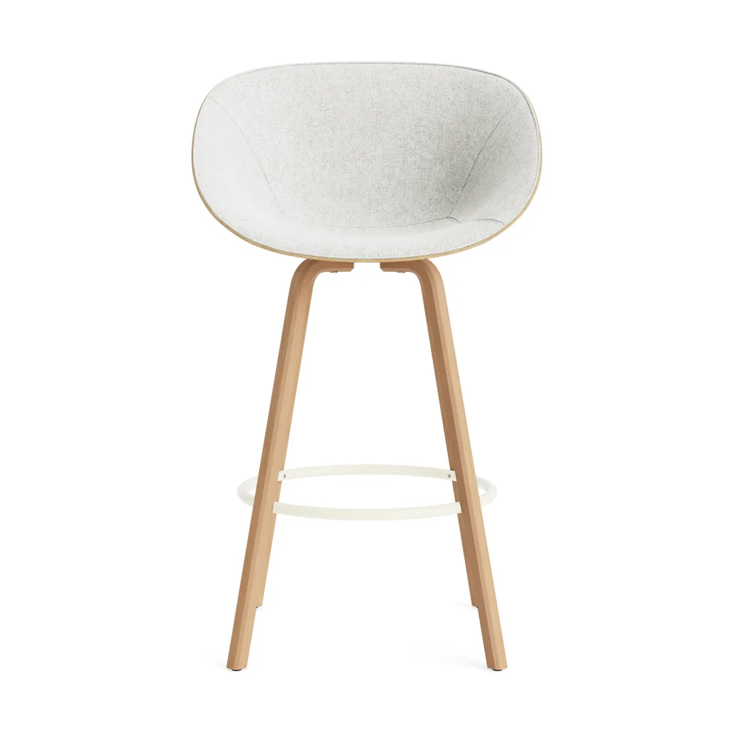 Mat Bar stool front-upholstered 75 cm, Hallingdal 110-hemp-beech-cream steel Normann Copenhagen