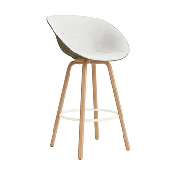 Mat Bar stool front-upholstered 75 cm - Hallingdal 110-seaweed-beech-cream steel - Normann Copenhagen