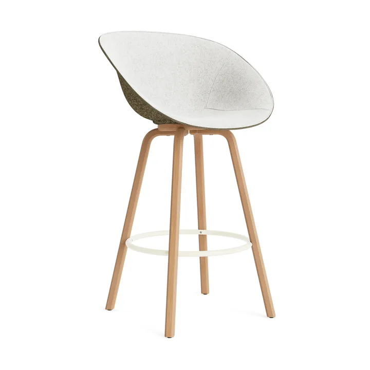 Mat Bar stool front-upholstered 75 cm - Hallingdal 110-seaweed-beech-cream steel - Normann Copenhagen