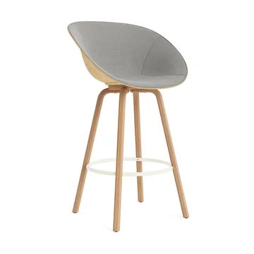 Mat Bar stool front-upholstered 75 cm - Remix 133-hemp-beech-cream steel - Normann Copenhagen