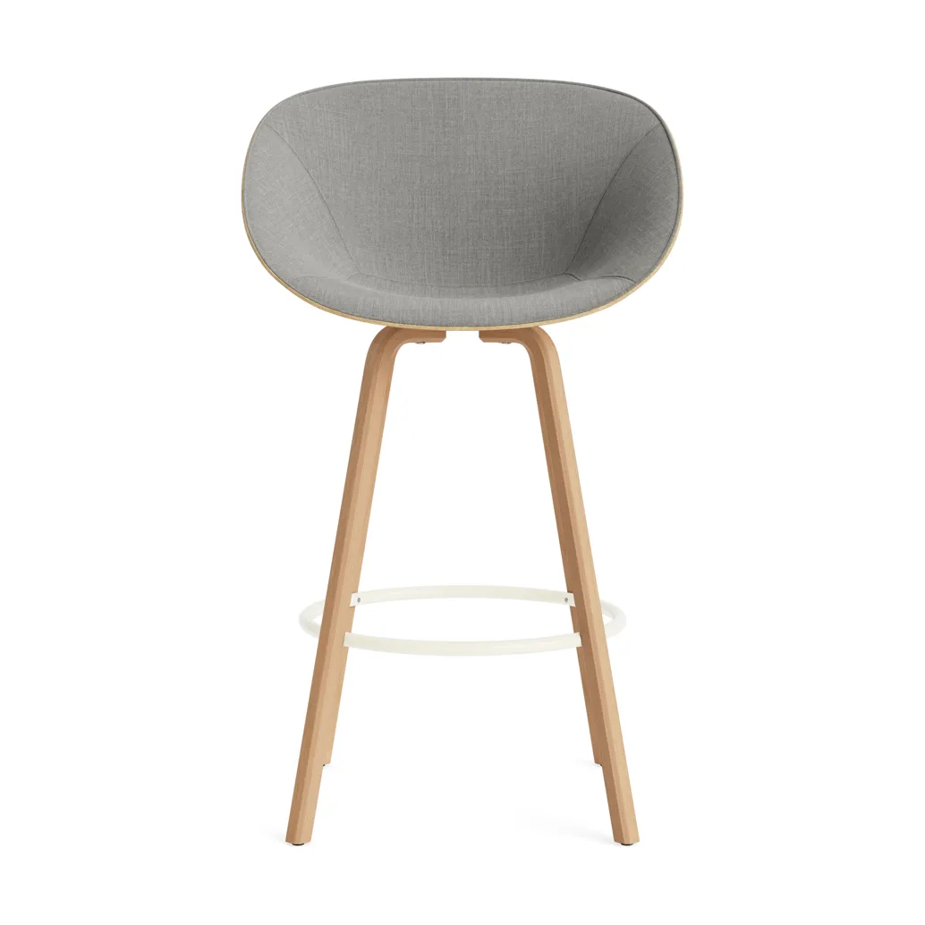 Mat Bar stool front-upholstered 75 cm, Remix 133-hemp-beech-cream steel Normann Copenhagen