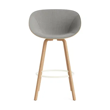 Mat Bar stool front-upholstered 75 cm - Remix 133-hemp-beech-cream steel - Normann Copenhagen