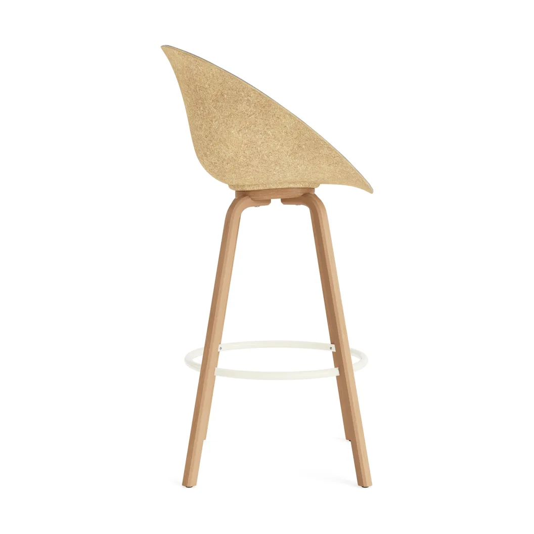 Mat Bar stool front-upholstered 75 cm, Remix 133-hemp-beech-cream steel Normann Copenhagen