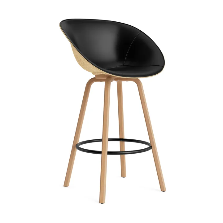 Mat Bar stool front-upholstered 75 cm - Ultra 41599-hemp-beech-black steel - Normann Copenhagen