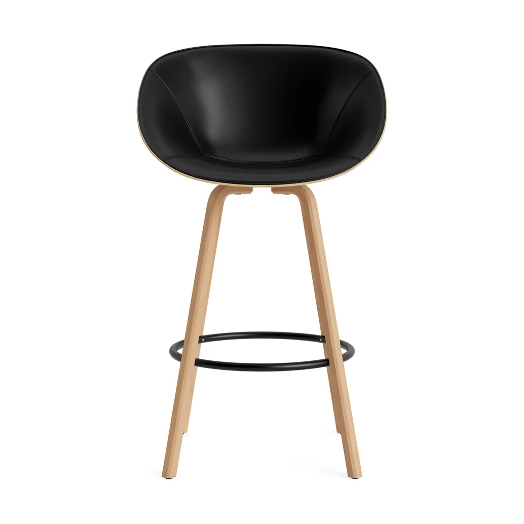 Mat Bar stool front-upholstered 75 cm, Ultra 41599-hemp-beech-black steel Normann Copenhagen