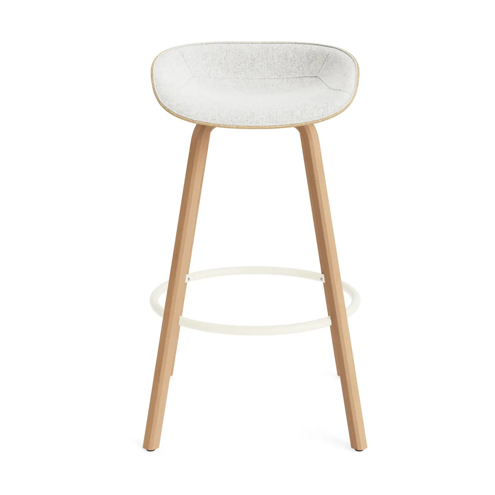 Mat Barstool 75 cm front upholstery, Hallingdal 110-hemp-beech-cream steel Normann Copenhagen