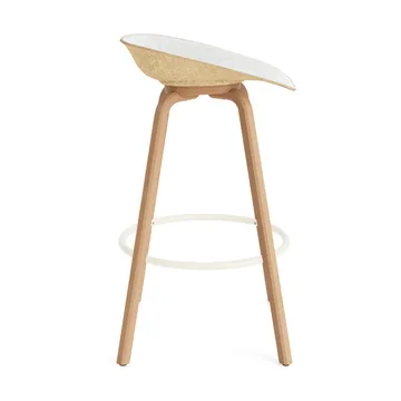 Mat Barstool 75 cm front upholstery - Hallingdal 110-hemp-beech-cream steel - Normann Copenhagen