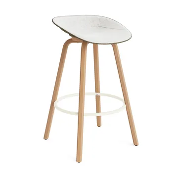 Mat Barstool 75 cm front upholstery - Hallingdal 110-seaweed-beech-cream steel - Normann Copenhagen
