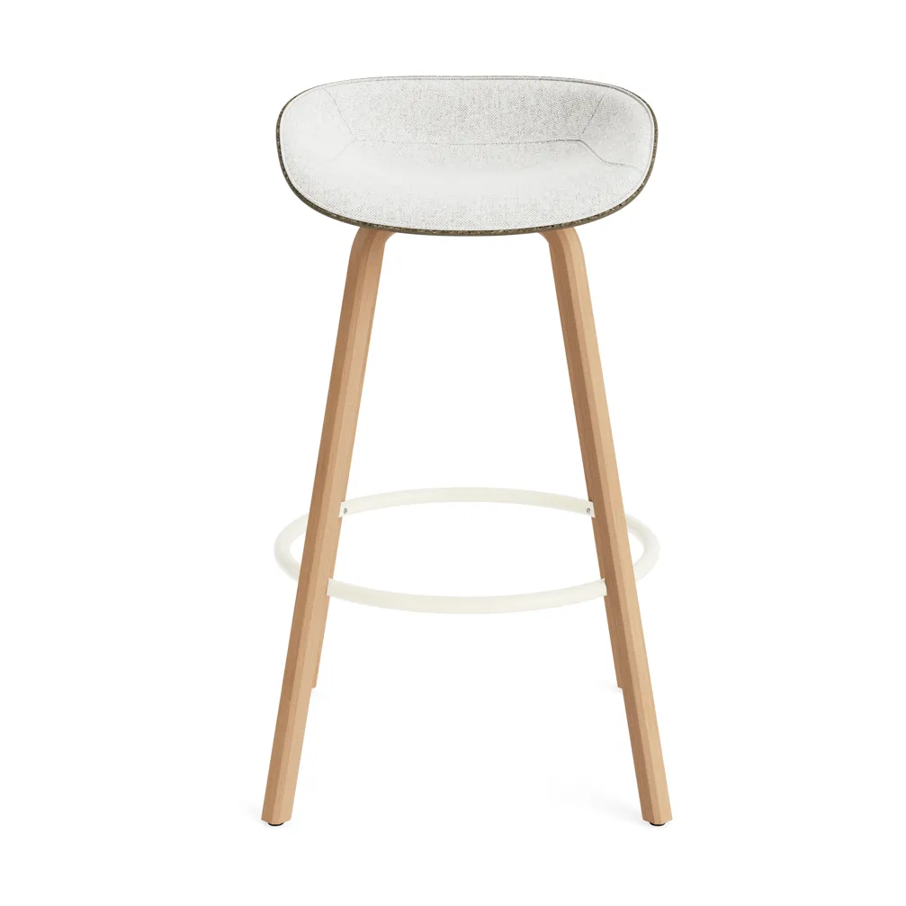 Mat Barstool 75 cm front upholstery, Hallingdal 110-seaweed-beech-cream steel Normann Copenhagen