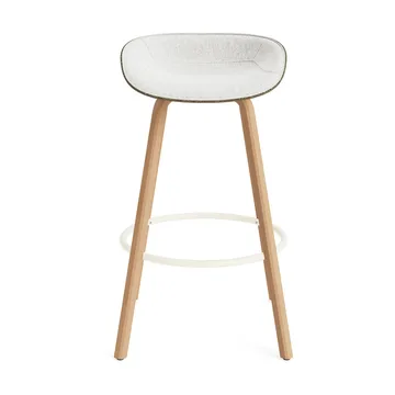 Mat Barstool 75 cm front upholstery - Hallingdal 110-seaweed-beech-cream steel - Normann Copenhagen