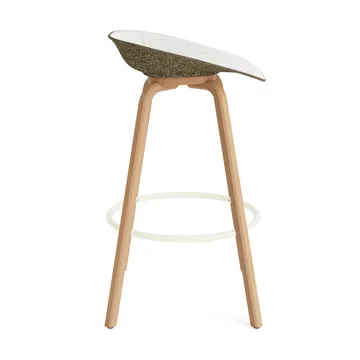 Mat Barstool 75 cm front upholstery - Hallingdal 110-seaweed-beech-cream steel - Normann Copenhagen