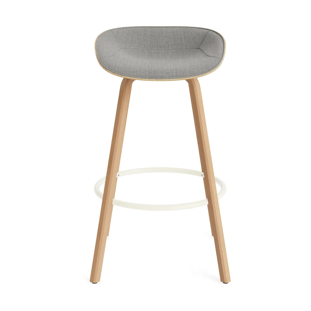 Mat Barstool 75 cm front upholstery, Remix 133-hemp-beech-cream steel Normann Copenhagen