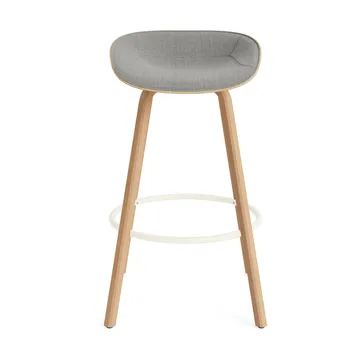 Mat Barstool 75 cm front upholstery - Remix 133-hemp-beech-cream steel - Normann Copenhagen