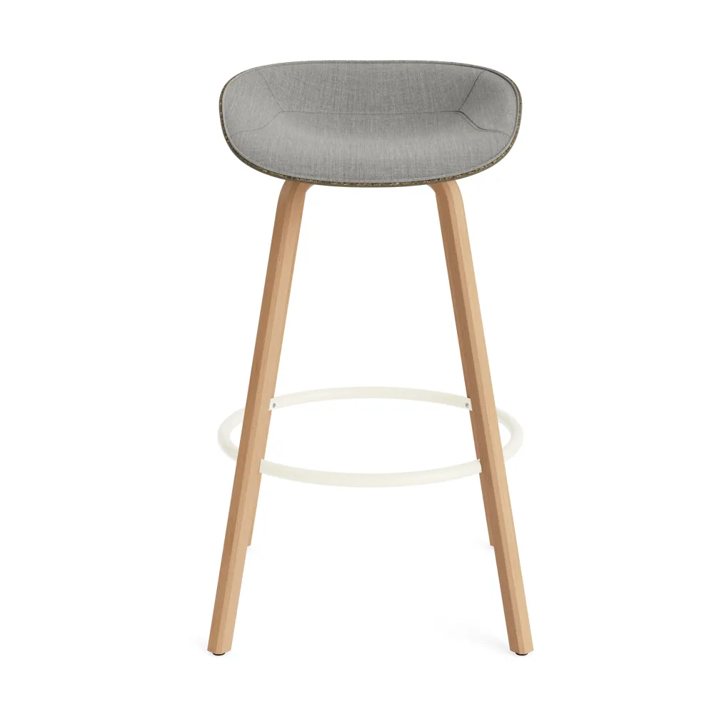 Mat Barstool 75 cm front upholstery, Remix 133-seaweed-beech-cream steel Normann Copenhagen
