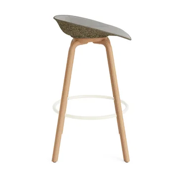 Mat Barstool 75 cm front upholstery - Remix 133-seaweed-beech-cream steel - Normann Copenhagen