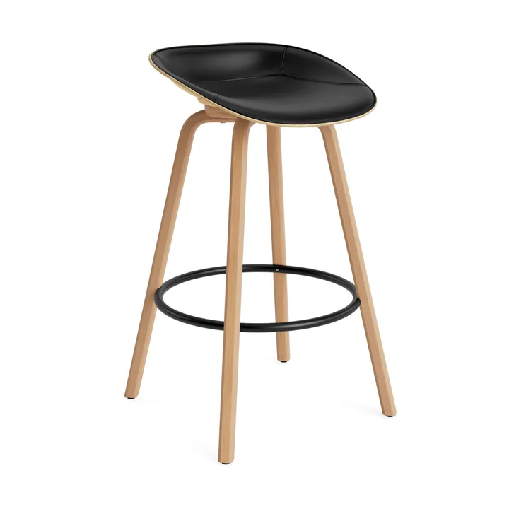 Mat Barstool 75 cm front upholstery - Ultra 41599-hemp-beech-black steel - Normann Copenhagen