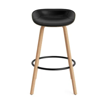 Mat Barstool 75 cm front upholstery - Ultra 41599-seaweed-beech-black steel - Normann Copenhagen