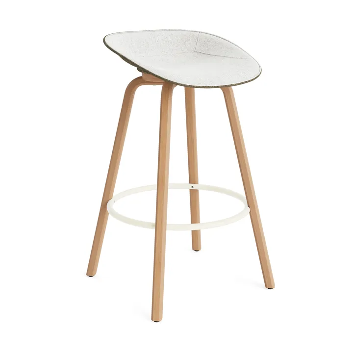 Mat Barstool barstool front-covered 75 cm - Hallingdal 110-seaweed-beech-cream steel - Normann Copenhagen