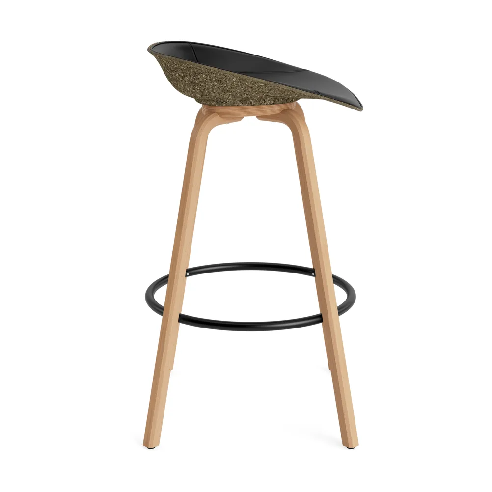 Mat Barstool barstool front-covered 75 cm, Ultra 41599-seaweed-beech-black steel Normann Copenhagen