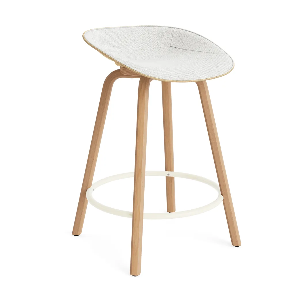 Mat Barstool front-upholstered 65 cm., Hallingdal 110-hemp-beech-cream steel Normann Copenhagen