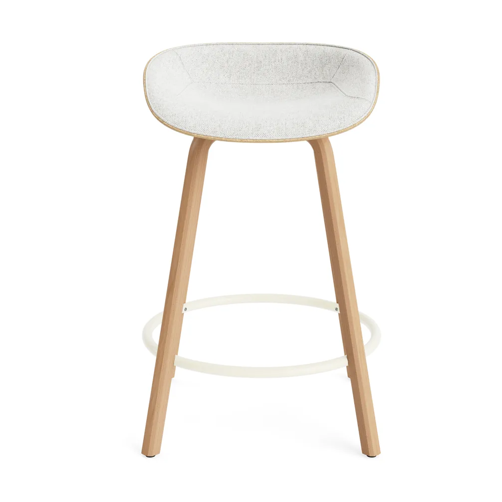 Mat Barstool front-upholstered 65 cm., Hallingdal 110-hemp-beech-cream steel Normann Copenhagen