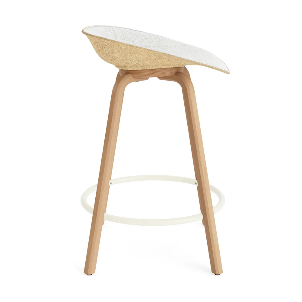 Mat Barstool front-upholstered 65 cm., Hallingdal 110-hemp-beech-cream steel Normann Copenhagen