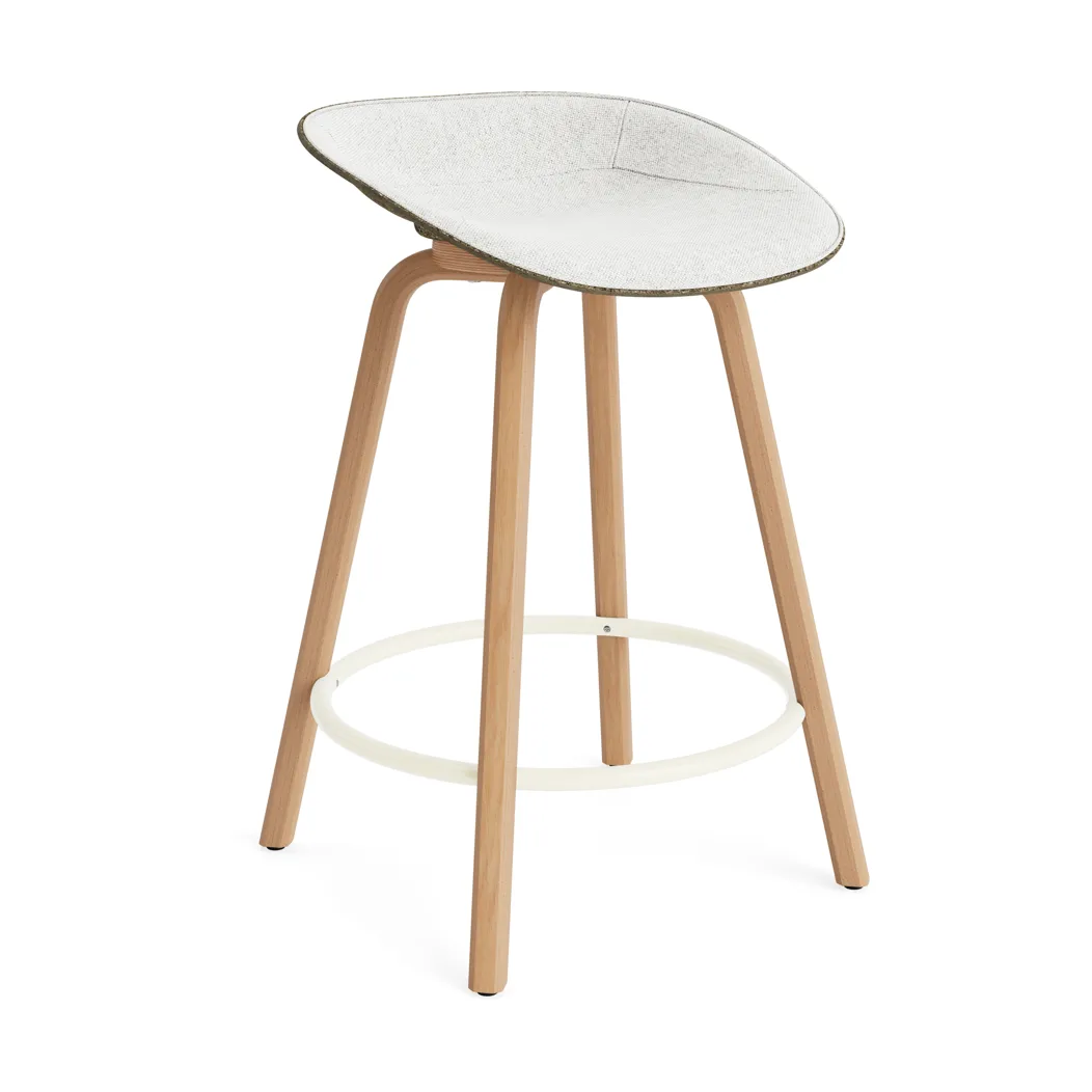 Mat Barstool front-upholstered 65 cm., Hallingdal 110-seaweed-beech-cream steel Normann Copenhagen