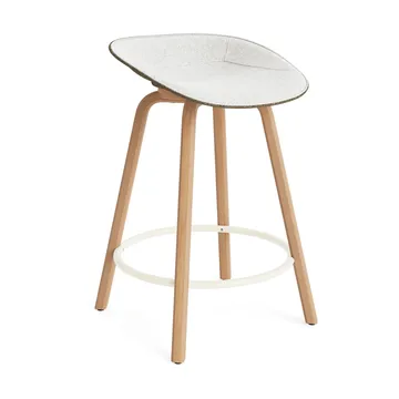 Mat Barstool front-upholstered 65 cm. - Hallingdal 110-seaweed-beech-cream steel - Normann Copenhagen