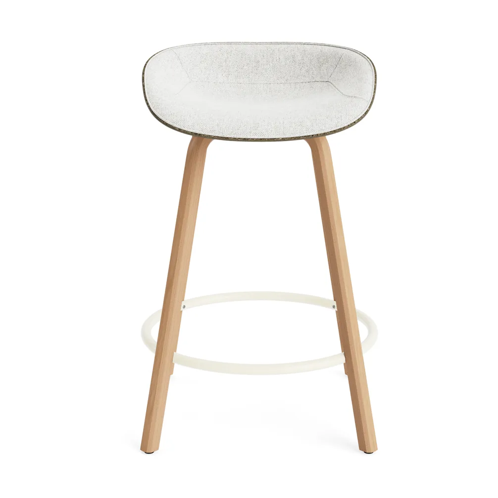 Mat Barstool front-upholstered 65 cm., Hallingdal 110-seaweed-beech-cream steel Normann Copenhagen