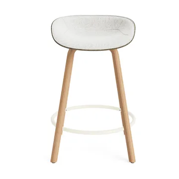 Mat Barstool front-upholstered 65 cm. - Hallingdal 110-seaweed-beech-cream steel - Normann Copenhagen