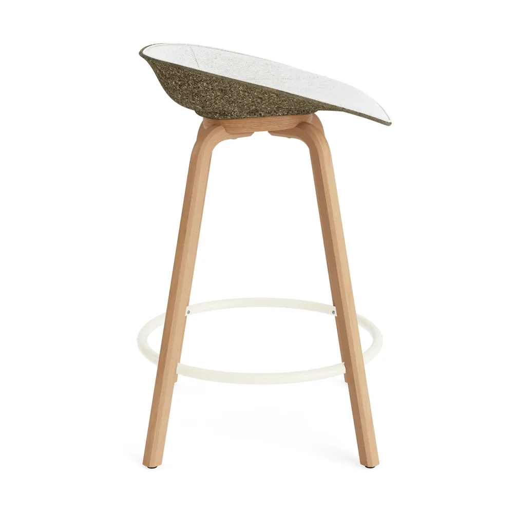 Mat Barstool front-upholstered 65 cm., Hallingdal 110-seaweed-beech-cream steel Normann Copenhagen