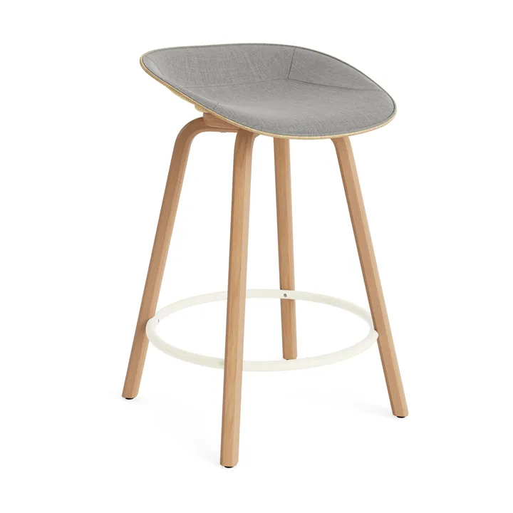 Mat Barstool front-upholstered 65 cm. - Remix 133-hemp-beech-cream steel - Normann Copenhagen