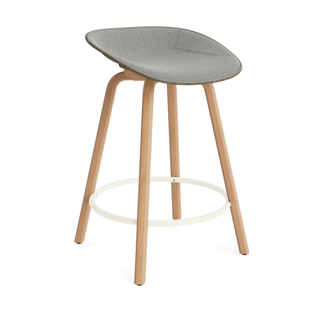 Mat Barstool front-upholstered 65 cm., Remix 133-seaweed-beech-cream steel Normann Copenhagen