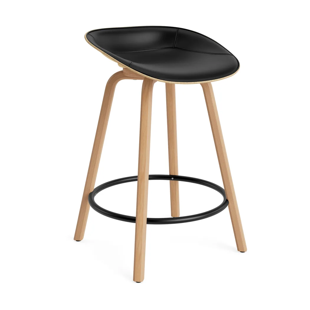 Mat Barstool front-upholstered 65 cm., Ultra 41599-hemp-beech-black steel Normann Copenhagen