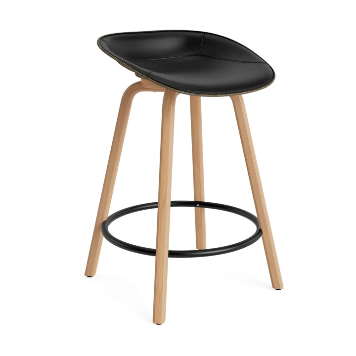 Mat Barstool front-upholstered 65 cm. - Ultra 41599-seaweed-beech-black steel - Normann Copenhagen