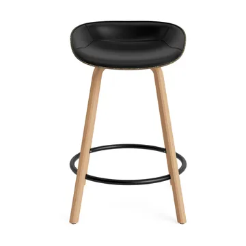 Mat Barstool front-upholstered 65 cm. - Ultra 41599-seaweed-beech-black steel - Normann Copenhagen