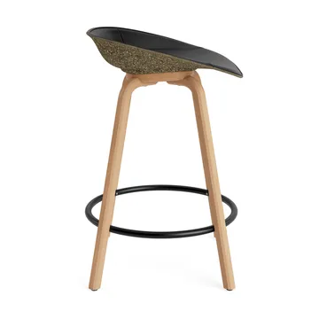 Mat Barstool front-upholstered 65 cm. - Ultra 41599-seaweed-beech-black steel - Normann Copenhagen