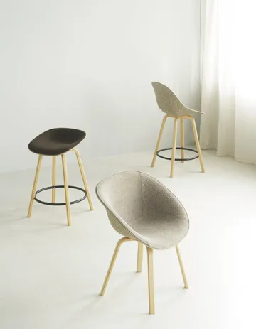 Mat Barstool front-upholstered 65 cm. - Ultra 41599-seaweed-beech-black steel - Normann Copenhagen